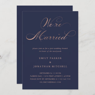 Refined   Faux Rose Gold Post-Wedding Brunch Invitation