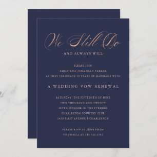 Refined Faux Rose Gold Wedding Vow Renewal Invitation