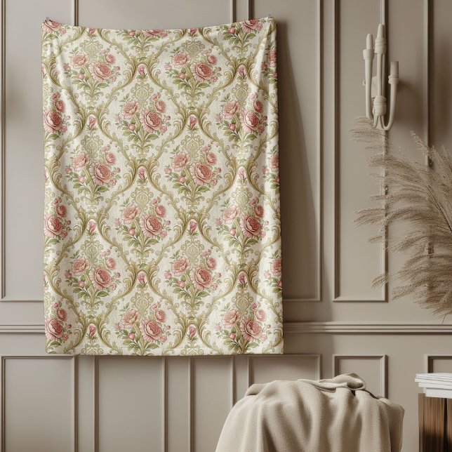 Refined Floral Damask Blanket Chic Elegant Space  (Refined Floral Damask Blanket Chic Elegant Space)