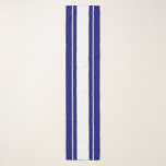 Refined Fun Royal Navy Blue White Racing Stripes Scarf<br><div class="desc">This classy,  sporty design features a white centre stripe with floating white pinstripes.  The outermost edge stripes are deep royal navy blue.</div>