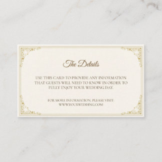 Refined Gold Frame Wedding Details Card