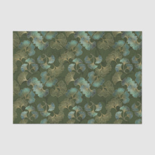 Refined Gold Ginkgo Botanical Emerald Green Art Tissue Paper
