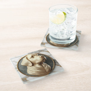 Refined Golden Retriever Marble Impression Glass Coaster