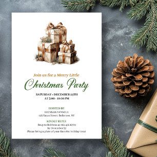 Refined Green And Gold Christmas Gifts Invitation