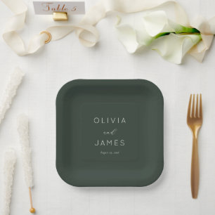 Refined Green Typographic Paper Plate