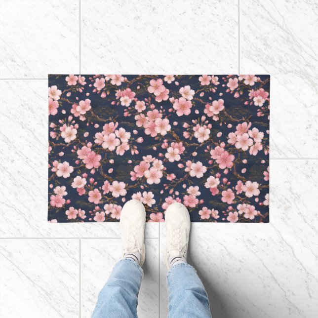 Refined Japanese Sakura Blossom Design Doormat (Indoor)