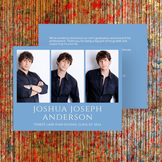 Refined Light Blue Graduation Photo  Announcement (Creator Uploaded)