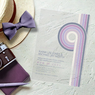 Refined Lines Geometric Wedding Violet ID983 Acrylic Invitations