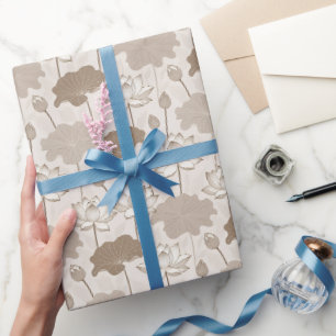 Refined Lotus & Leaves — Calm Minimal Luxury Wrapping Paper
