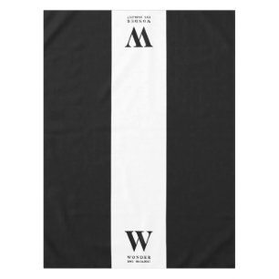 Refined Minimalist Monogram Black Newly Wed Wedd Tablecloth