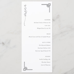 Refined Minimalist Wedding Menu