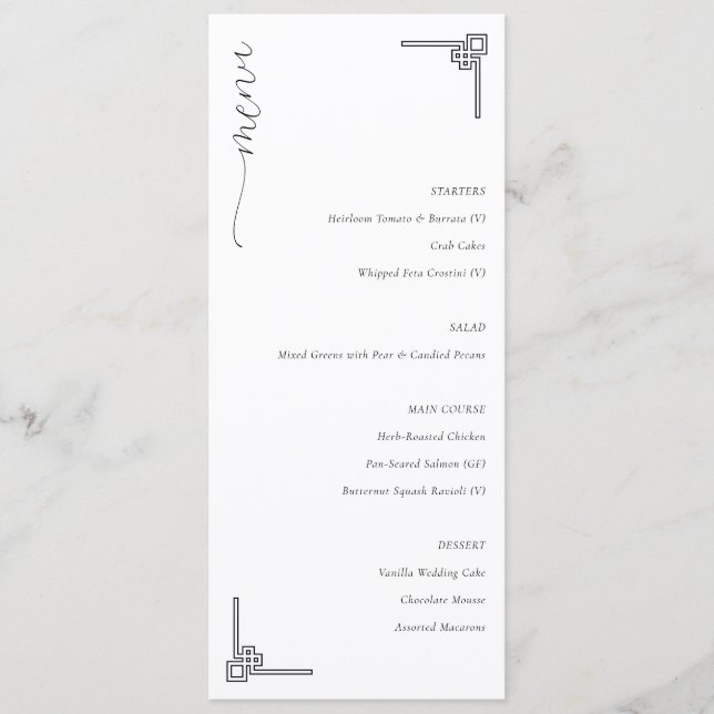 Refined Minimalist Wedding Menu (Front)