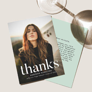 Refined Mint Green Photo Graduation Thank You Card