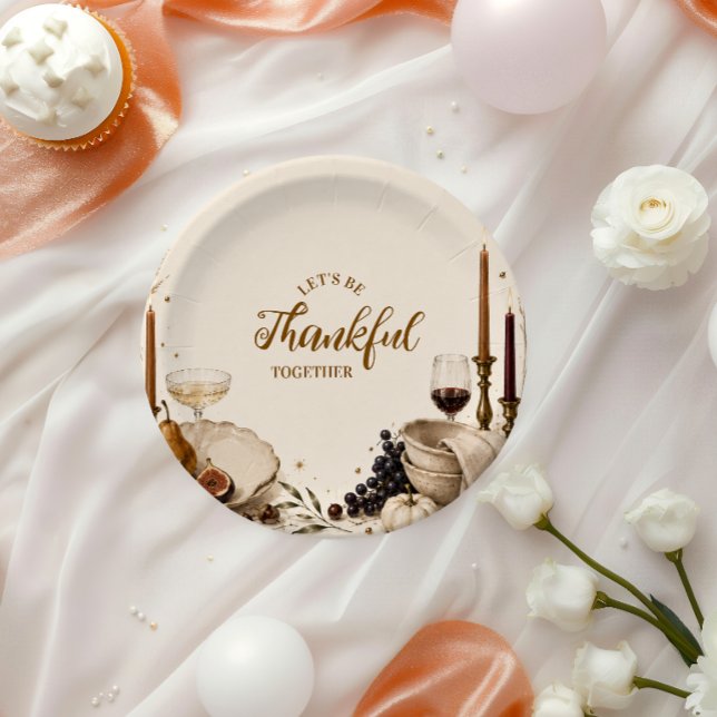 Refined Modern Minimal Friendsgiving Dinner Paper Plate (Creator Uploaded)