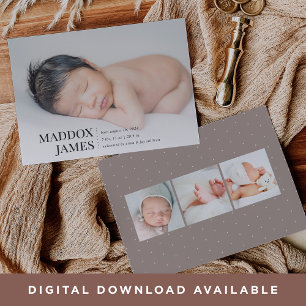 Refined Modern Photo Birth Announcement