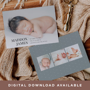 Refined Modern Photo Birth Announcement