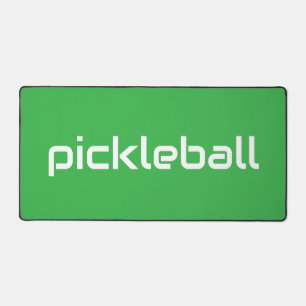Refined Modern White PICKLEBALL On Bright Green Desk Mat