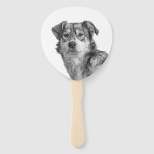 Refined Monochrome Large Mixed Breed Canine Hand Fan