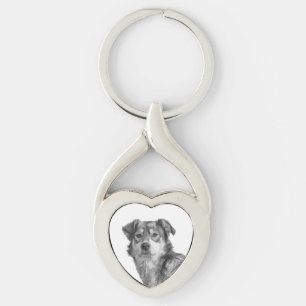Refined Monochrome Large Mixed Breed Canine Key Ring