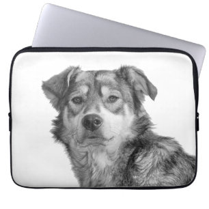 Refined Monochrome Large Mixed Breed Canine Laptop Sleeve