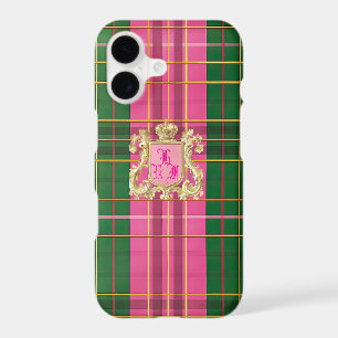 Refined Monogrammed Pink and Green Plaid