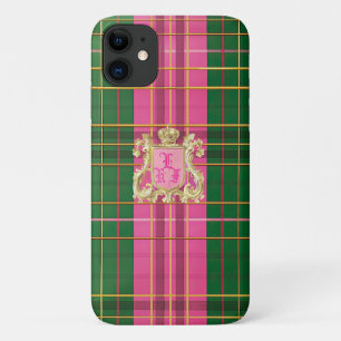 Refined Monogrammed Pink and Green Plaid  Case-Mate iPhone Case