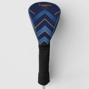 Refined Navy Gold Chevron Personalised Golf Head Cover