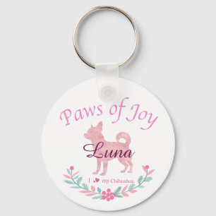 Refined Pastel Pink Chihuahua Custom Christmas Key Ring