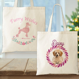 Refined Pastel Pink Poodle Custom Christmas Gift Tote Bag