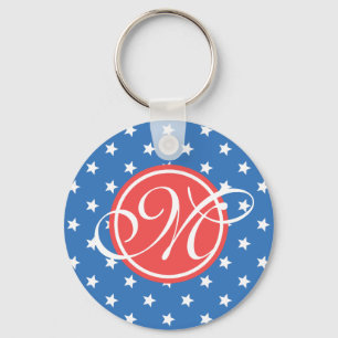 Refined Patriot Monogrammed Key Ring