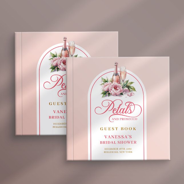 Refined petals and prosecco blush gold guest book (Refined petals and prosecco blush gold guest book)