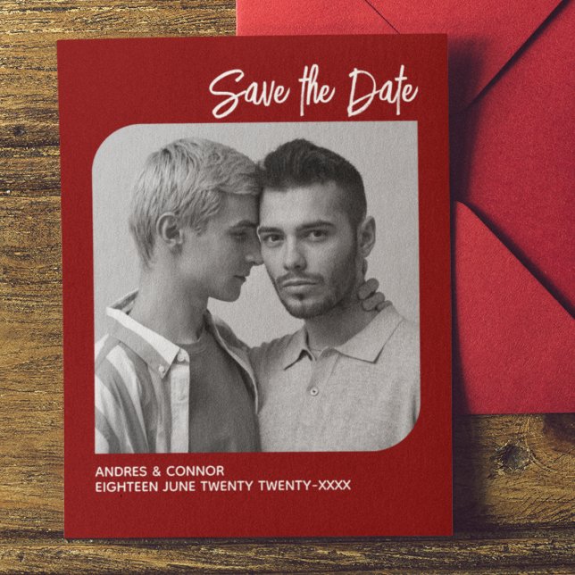 Refined Photo Save the Date Ruby Red Card (Creator Uploaded)