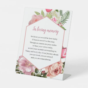 Refined Pink Blossom Hexagon Memorial Tribute Pedestal Sign
