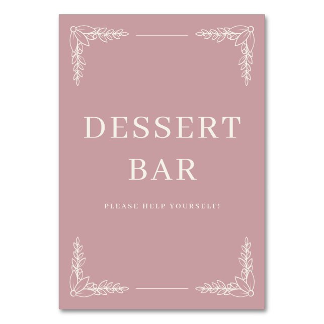 Refined Pink Floral Dessert Bar Table Number (Front)