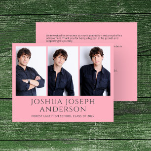 Refined Pink Graduation Photo  Announcement