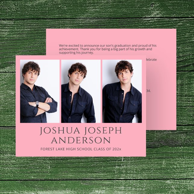 Refined Pink Graduation Photo  Announcement (Creator Uploaded)