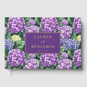 Refined Purple Floral Pattern Guest Book