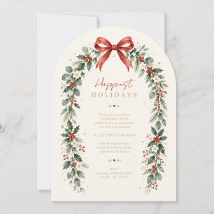 Refined Red Botanical Christmas Wreath TMF26 Invitation