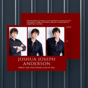 Refined Red Graduation Photo Announcement