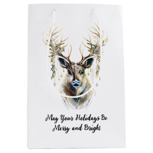 Refined Reindeer, Merry and Bright Holidays Medium Gift Bag