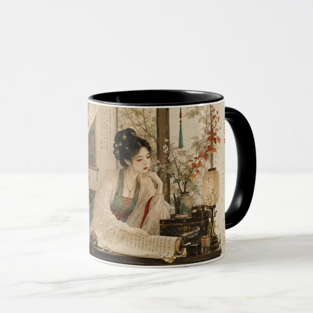 Refined Scholar Melancholic Beauty. Mug (Front Right)