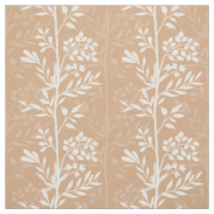 Refined Soft Orange Garden Floral Stripe Fabric