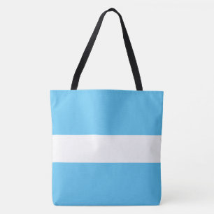 Refined Stylish Sporty Wide Sky Blue White Stripes Tote Bag