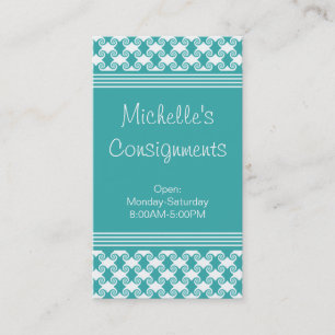 Refined Swirls Business Card, Aruba Turquoise Card