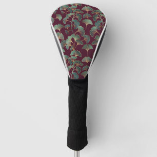 Refined Teal Ginkgo with Gold Accents Golf Head Cover