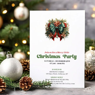 Refined Victorian Christmas bow party invite