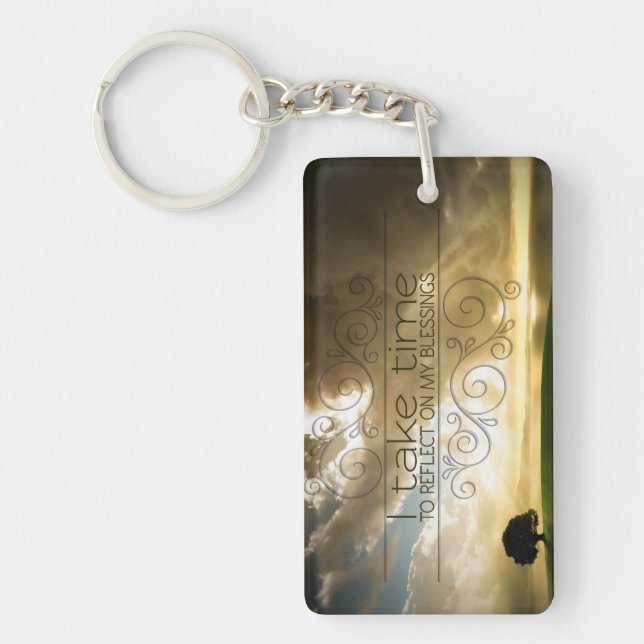 "Reflect on blessings" Motivation Affirmation Key Ring (Front)