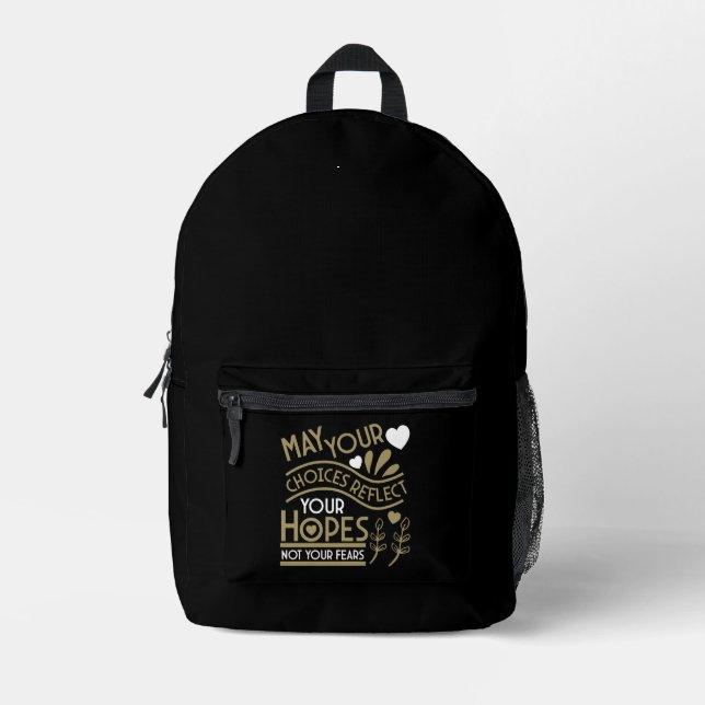 Reflect Your Hopes Motivation Printed Backpack (Front)
