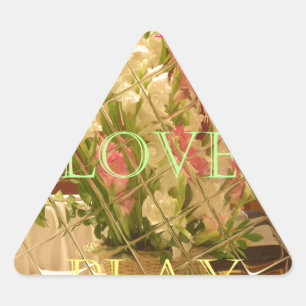 Reflected Blooms Art Print Triangle Sticker