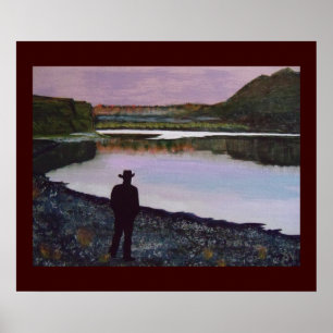Reflecting at the Missouri River, Fort Benton, Mt. Poster